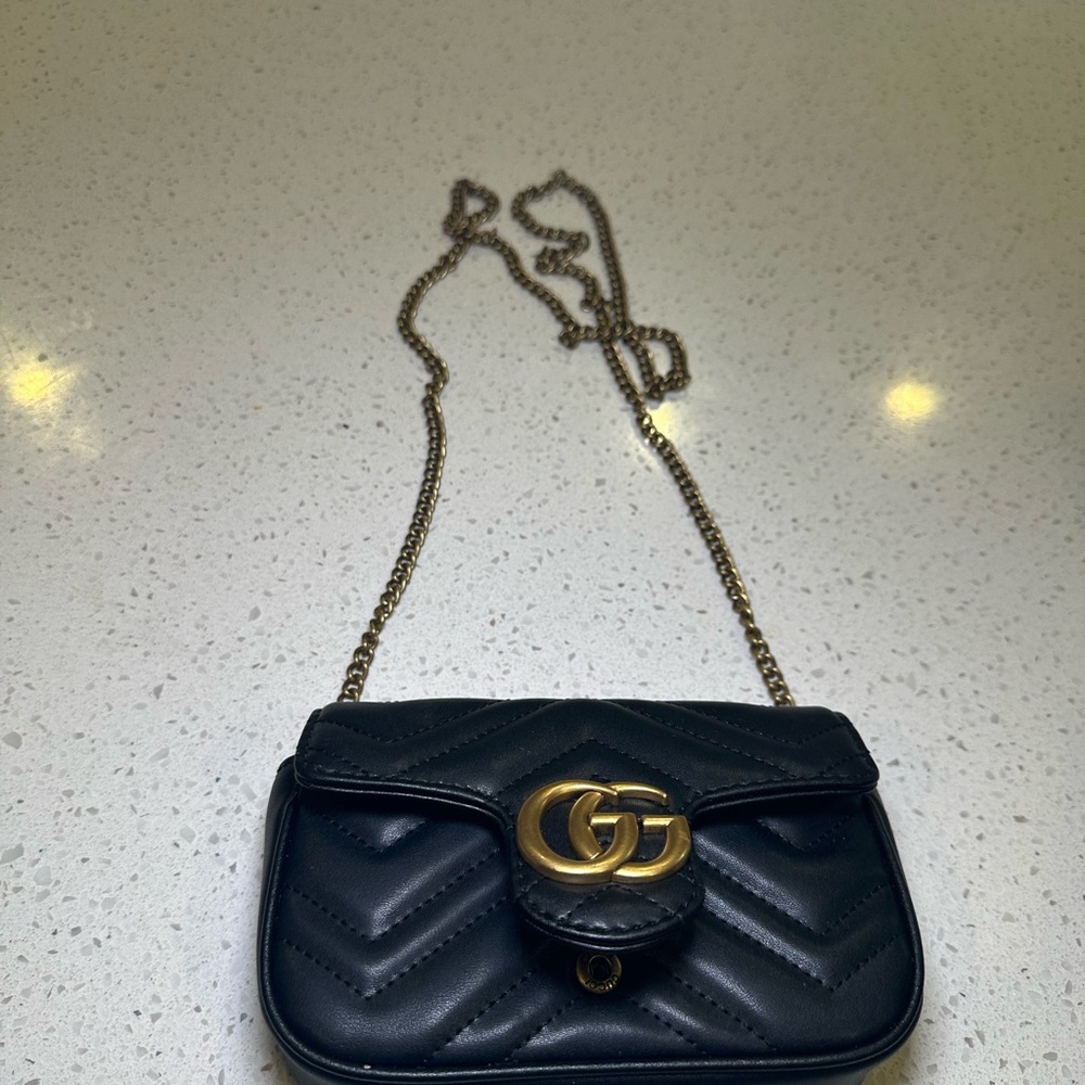 Gucci Black Mini Bag with Gold Chain